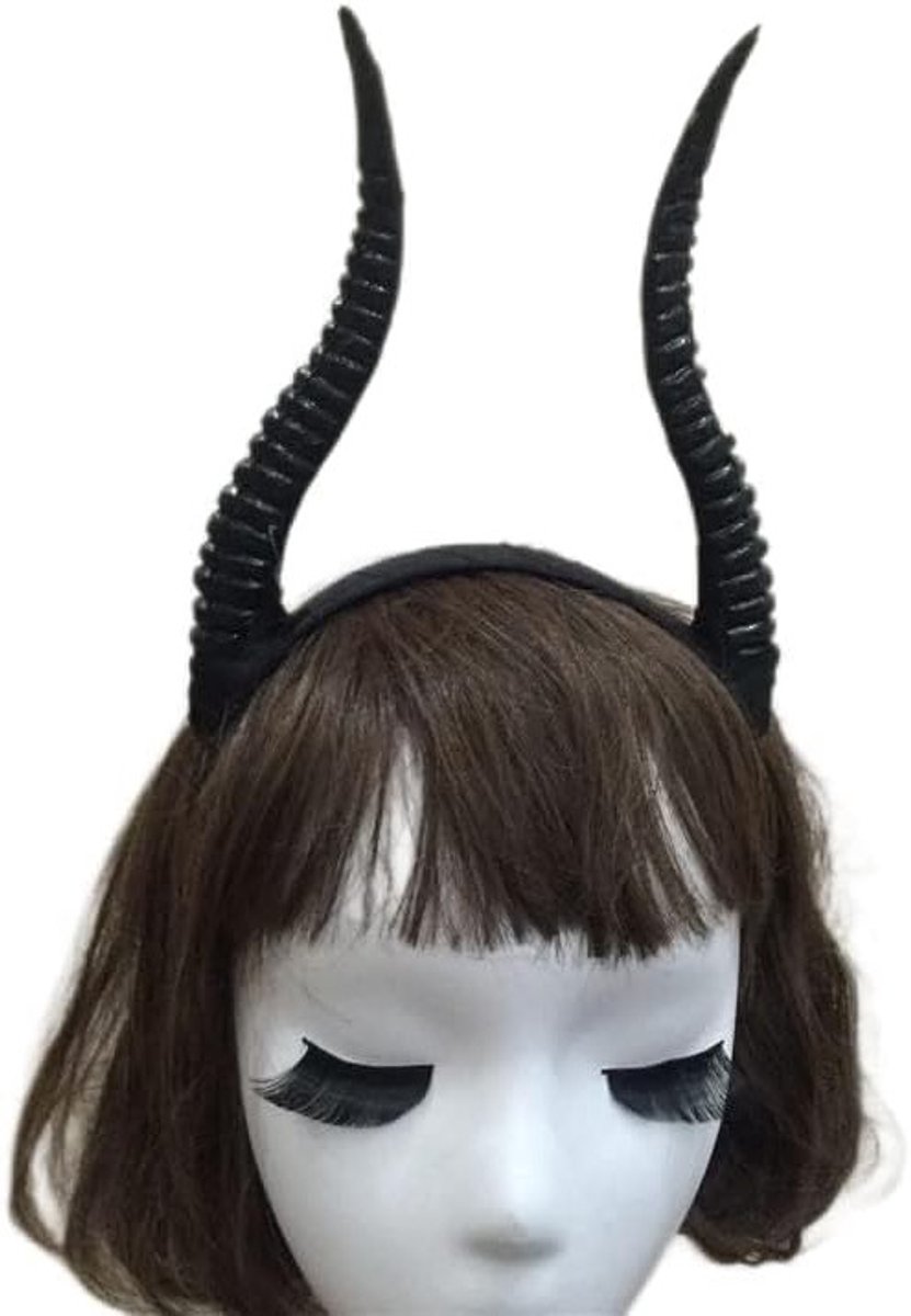 Hoorn Hoofdband voor Halloween Kostuum, Cosplay en Themafeesten - Zwart Accessoire voor Feestdagen en Verjaardagen
