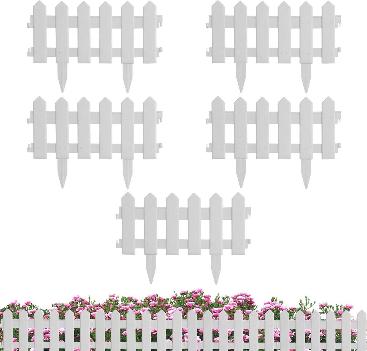 Landschapsafscheiding Set - Tuinrand Flexibel - Tuin Decoratie - Gereedschapsloze Montage - 5 Stuks - Zwart