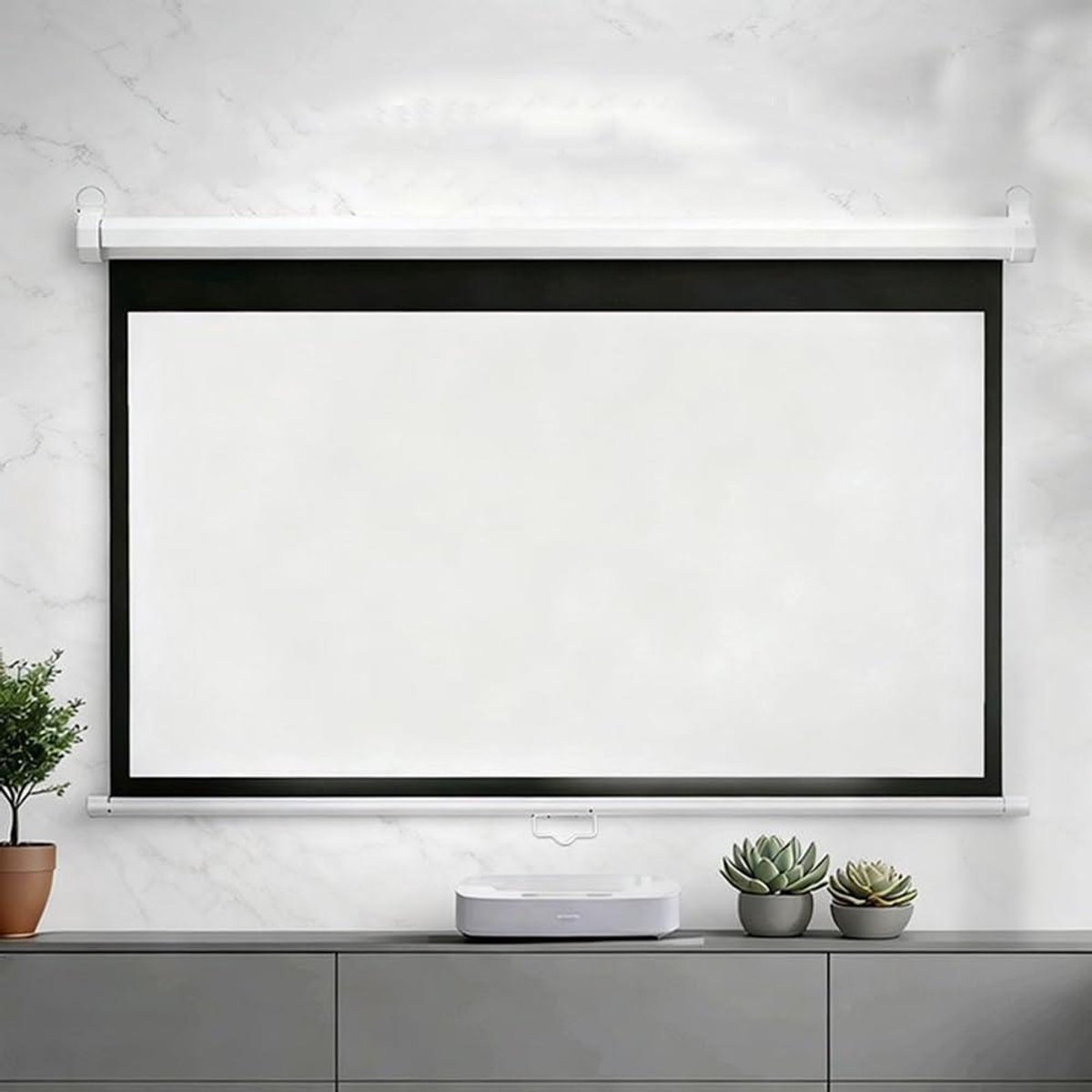 Projectiescherm Zelfsluitend - Filmscherm Uitschuifbaar - Thuisbioscoop Ervaren - Automatisch Vergrendelingsmechanisme - 60 Inch 16:9 - Wit