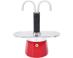 Koffiezetapparaat - Mokkapot Espressopot - Thuis Brouwen - Dubbele Buis - 2 Kopjes - Rood