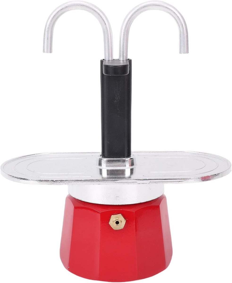 Koffiezetapparaat - Mokkapot Espressopot - Thuis Brouwen - Dubbele Buis - 2 Kopjes - Rood