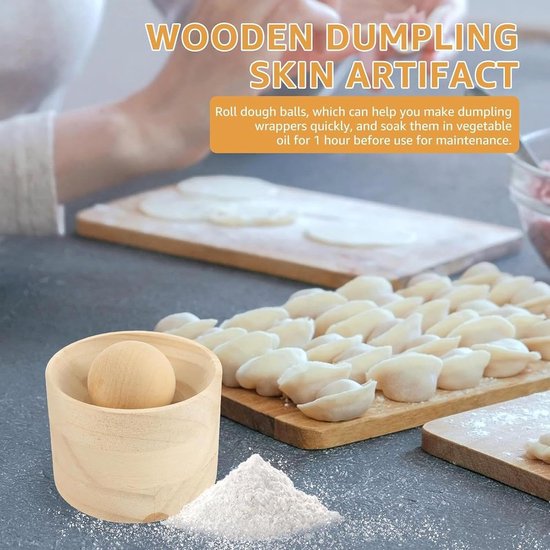 Deegverpakkingsmachine - Knedelpers - Keuken Gebruik - Massief Houten Frame - 47 cm Bal - Natuurlijk Hout — afbeelding 2