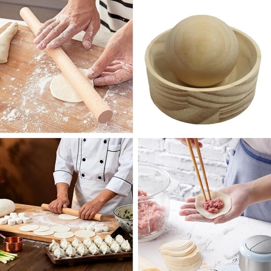 Deegverpakkingsmachine - Knedelpers - Keuken Gebruik - Massief Houten Frame - 47 cm Bal - Natuurlijk Hout — afbeelding 3