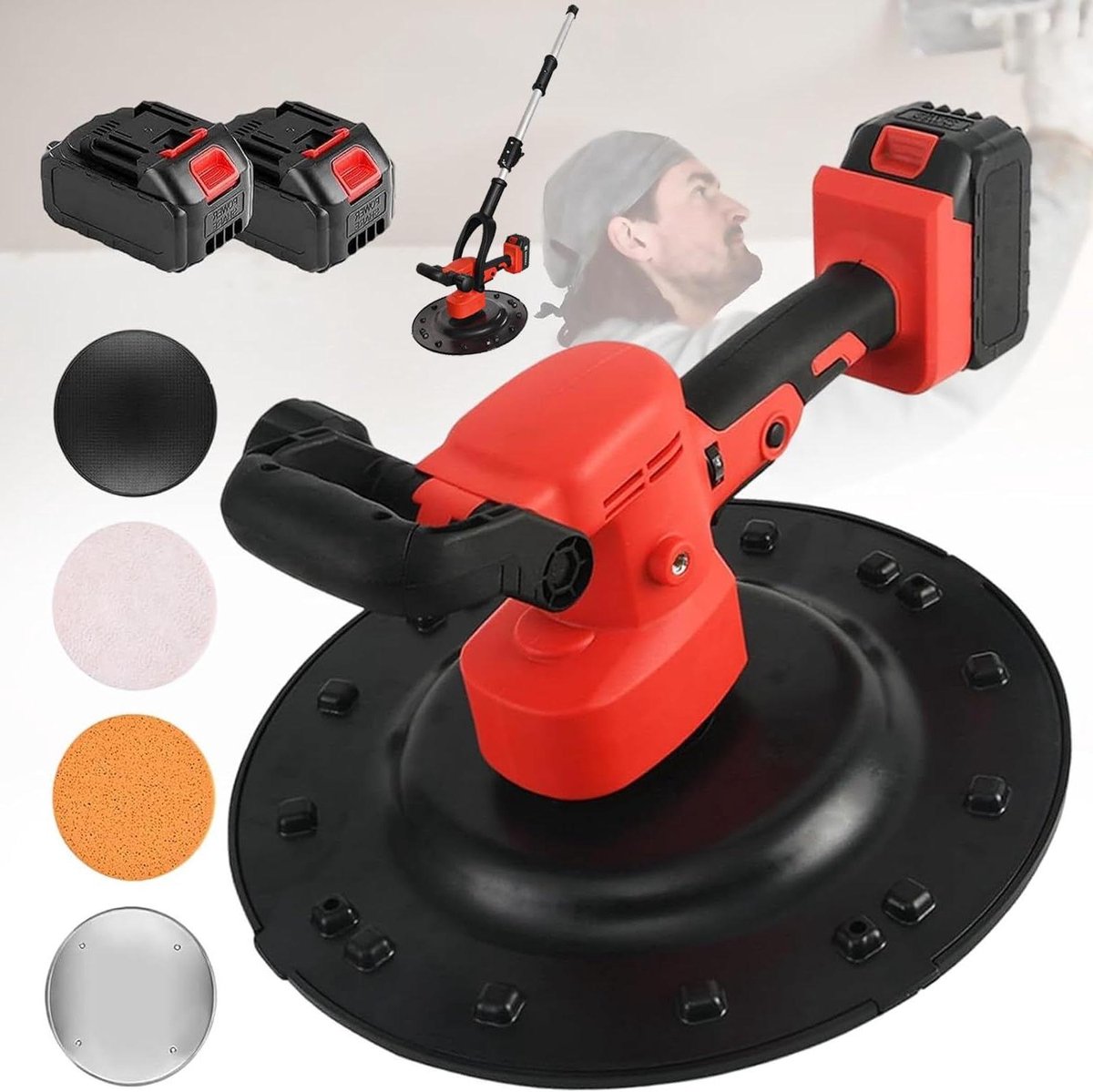 Polijstmachine - Beton Troffel - Muren Egaliseren - Krachtige 1680W Motor - 38 cm Diameter - Grijs
