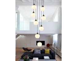 Ceiling Lamp, Glass Globe Chandelier Pendant Light LED Flowers Ceiling Light Glass Globe Hanging Fixture Lighting Stair Living Room Hotel Hall Foyer Access Road 3 Color Dimmable