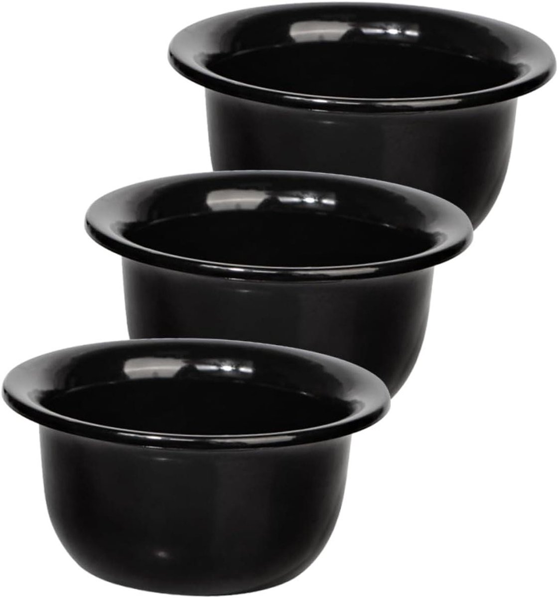 Scheerschuim Mok Set - Scheerkommen Mannen - Thuis Scheren - Stabiele Basis - 3 Stuks - Zwart