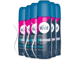 Veet Expert Ontharingsspray - Gevoelige huid voor Benen & Lichaam - Met aloë vera en Vitamine E - 150ml x6 - 6 stuks