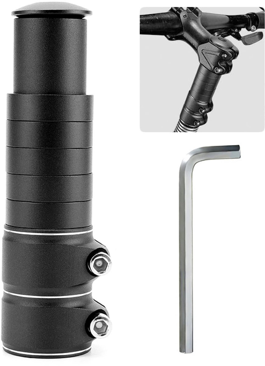 Dailygoods - Dailygoody - Stuurverhoger - Verstelbare fietsstuur-adapter - Hoogteadapter voor MTB en racefiets - 100mm - Aluminium vorkschachtverlenging - Ergonomi