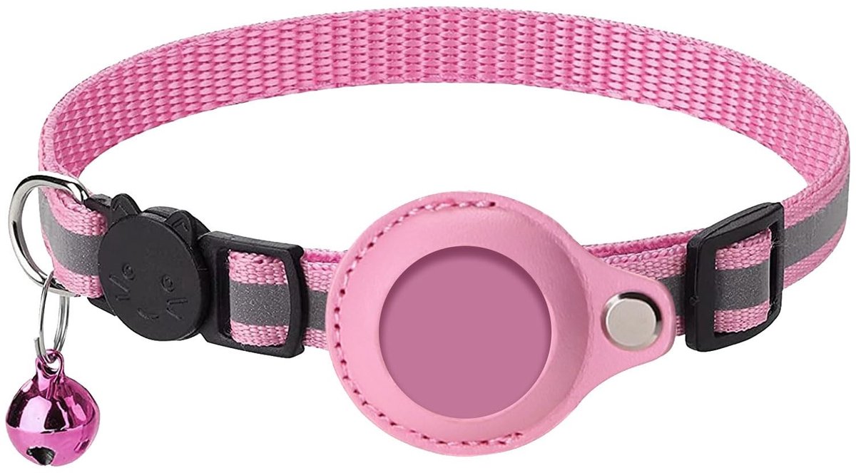 Dailygoods - Dailygoody - Airtag Kattenhalsband - Reflecterende GPS-halsband - Roze - Verstelbare kattenhalsband - Veiligheidssluiting - Geschikt voor kleine rassen