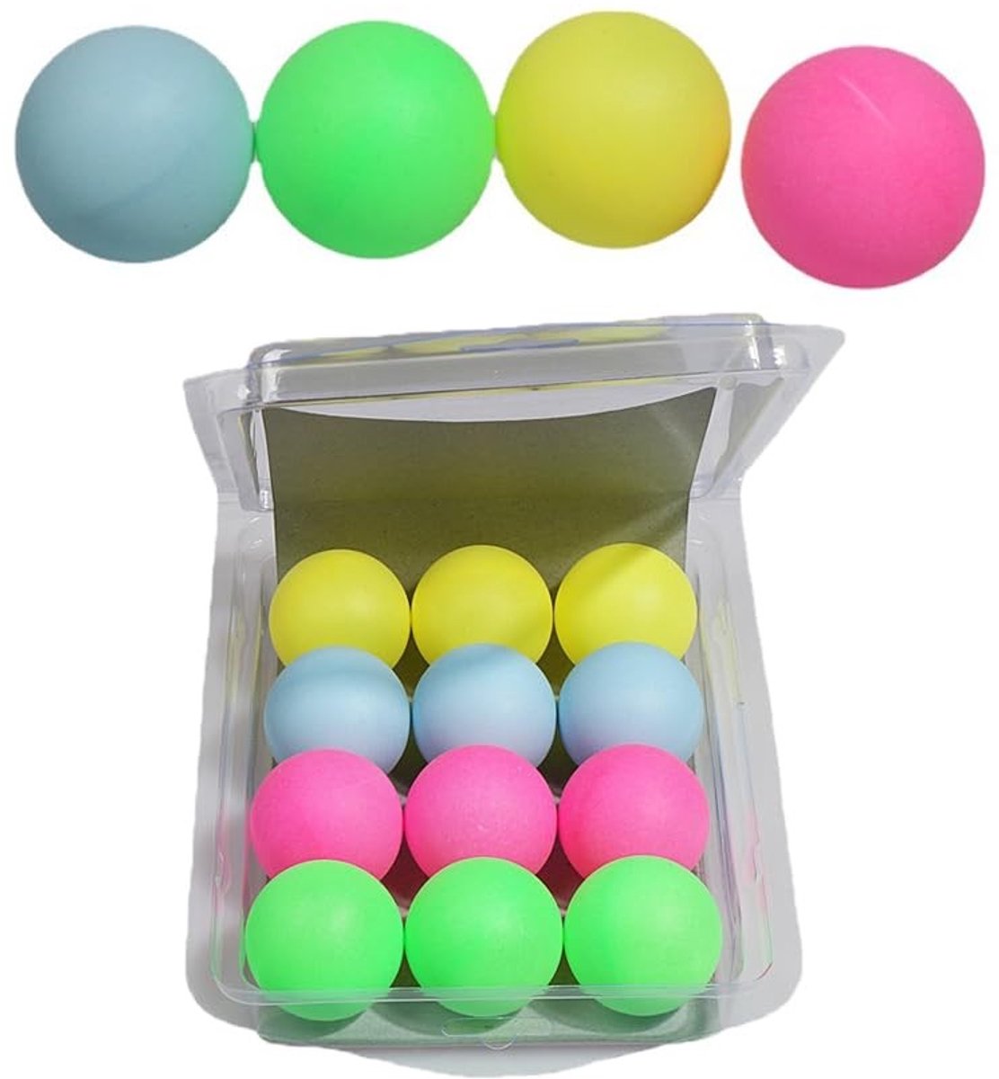 Dailygoods - Dailygoody - Tafeltennis - Pingpong ballen - Multicolor - Doe-het-zelf speelgoed - Decoratie - Geschikt voor spelletjes - 12 stuks