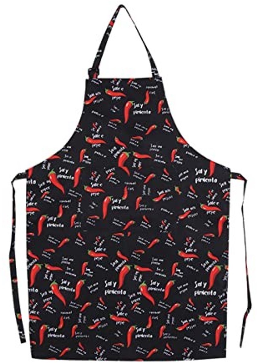 Dailygoods - Cosensi - Keukenschort - Waterdicht - Comfortabele jurk voor mannen en vrouwen - Chili patroon - Verstelbaar - Met zakken