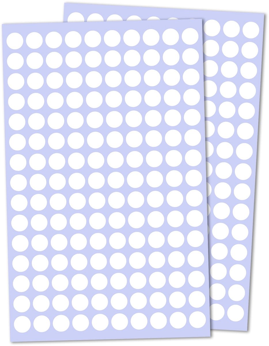 Dailygoods - 3000 Stuks Ronde Stickers - Zelfklevende Etiketten - Gekleurde Dots - Wit - Perfect voor Labels - Plakt op Papier en Hout