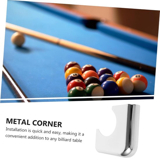 Pooltafel Hoekbeschermer - Biljart Tafel - Tafel Beschermen - Robuust IJzeren Materiaal - 18.5 x 18.5 cm - Zilver — afbeelding 5