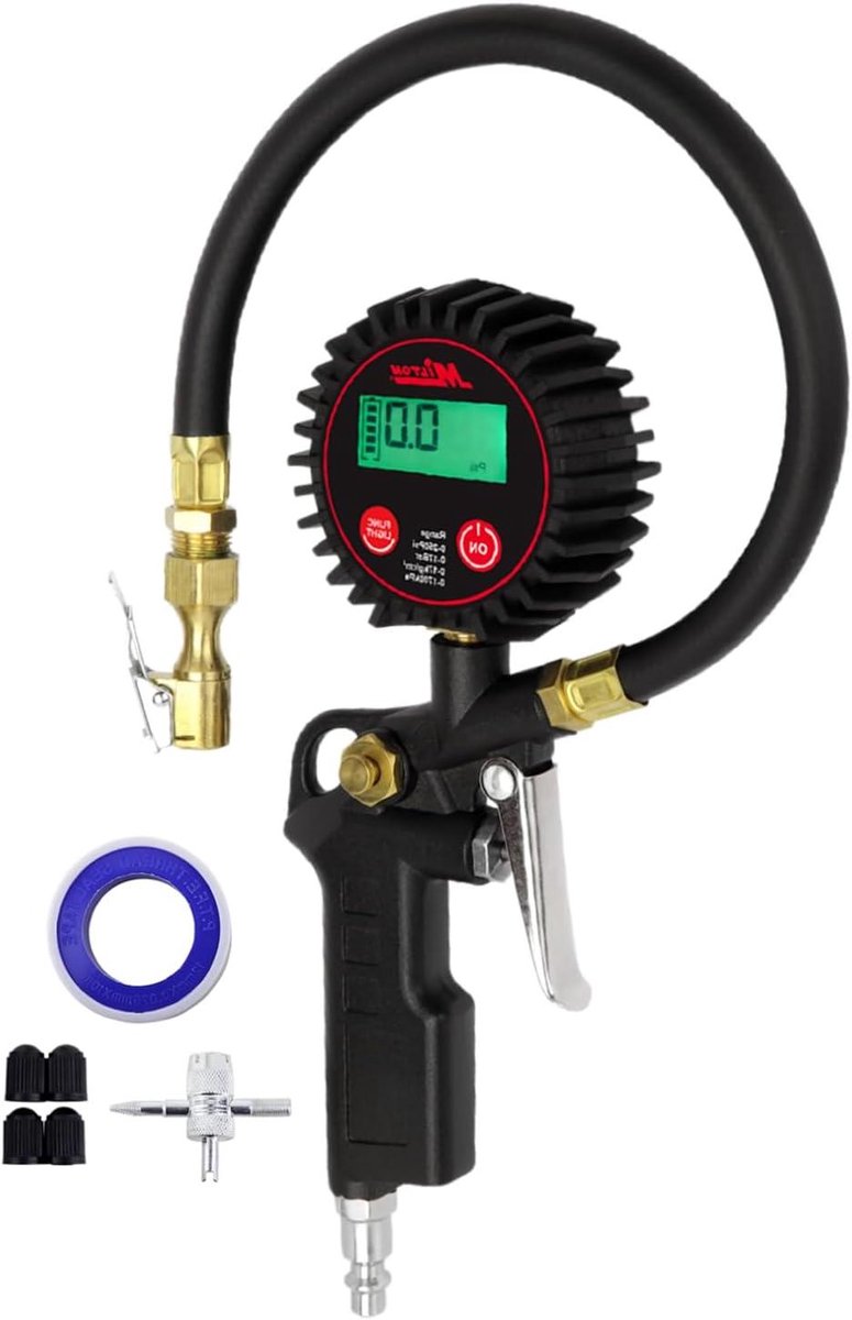 Digitale Bandenpomp - Luchtmeter Kit - Bandenspanning Controleren - Nauwkeurige Meting - 250 PSI - Zwart