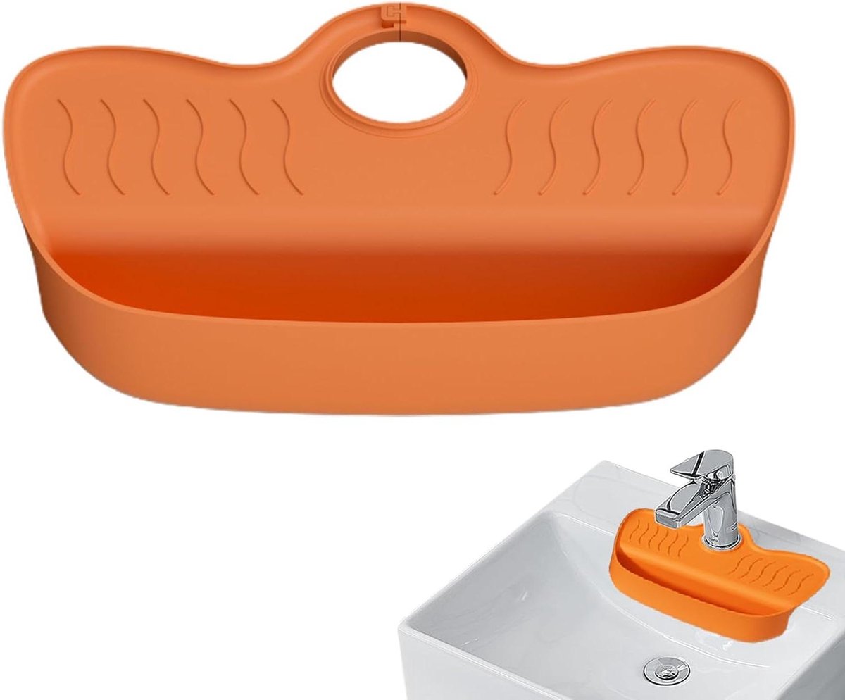Gootsteen Mat - Kraanmat Afdruip - Keuken Werkblad - Verhoogde Rand - 26 cm Lengte - Oranje
