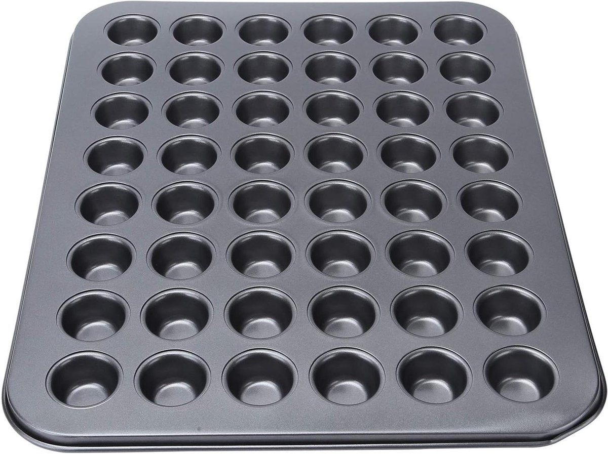 Mini Cupcake Pan - Muffin Bakvorm - Gebak Maken - Antiaanbaklaag - 48 Cups - Zwart