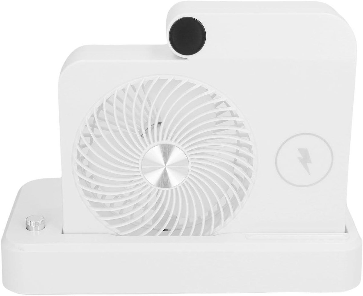 Bureauventilator - Tafelventilator - Persoonlijke Koeling - Draadloos Laadstation - 34x27x8 cm - Wit