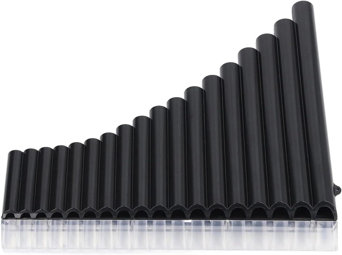 Panfluit Instrument - 18 Pijpen - Muziek Leren - Toonsoort C - 35 x 29 cm - Zwart