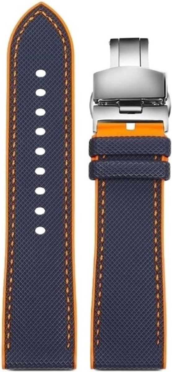 Horlogeband Rubber - Band Vervangen - Dagelijks Gebruik - Met Speld Gesp - 23mm 24mm - Blauw Zilver