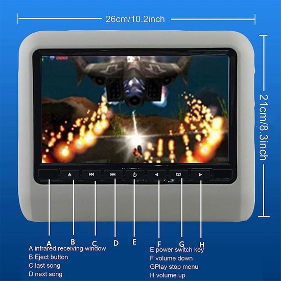 Hoofdsteun DVD Spelers - Auto Monitors - Reizen met Kinderen - Slot-in Scherm - 2 Stuks 9 Inch - Zwart — afbeelding 2
