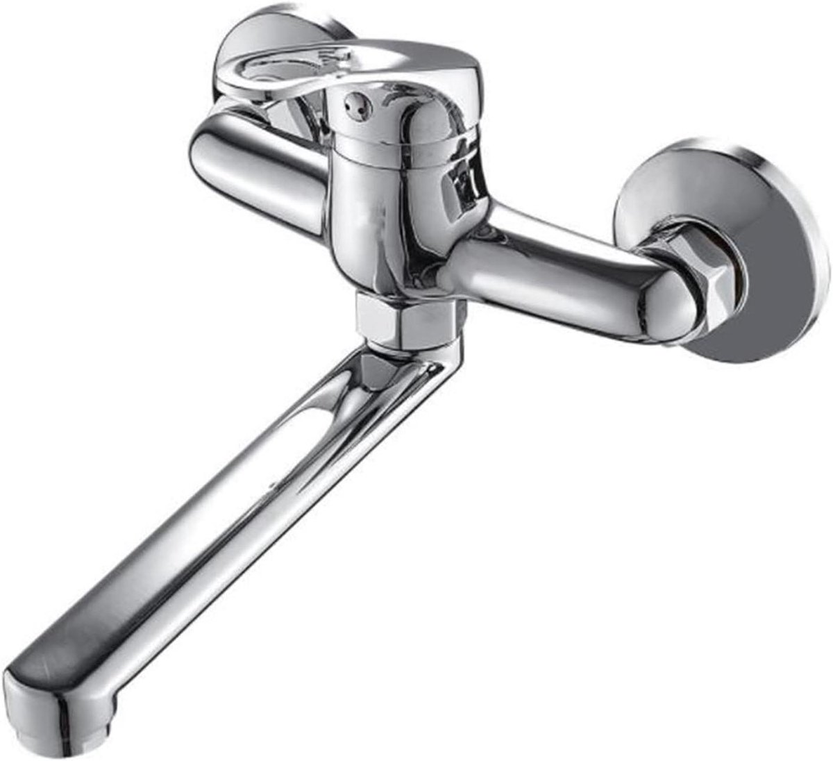 Keukenkraan Wandmontage - Aanrechtkraan Chroom - Warm Koud Water - Dubbele Gat - Standaard