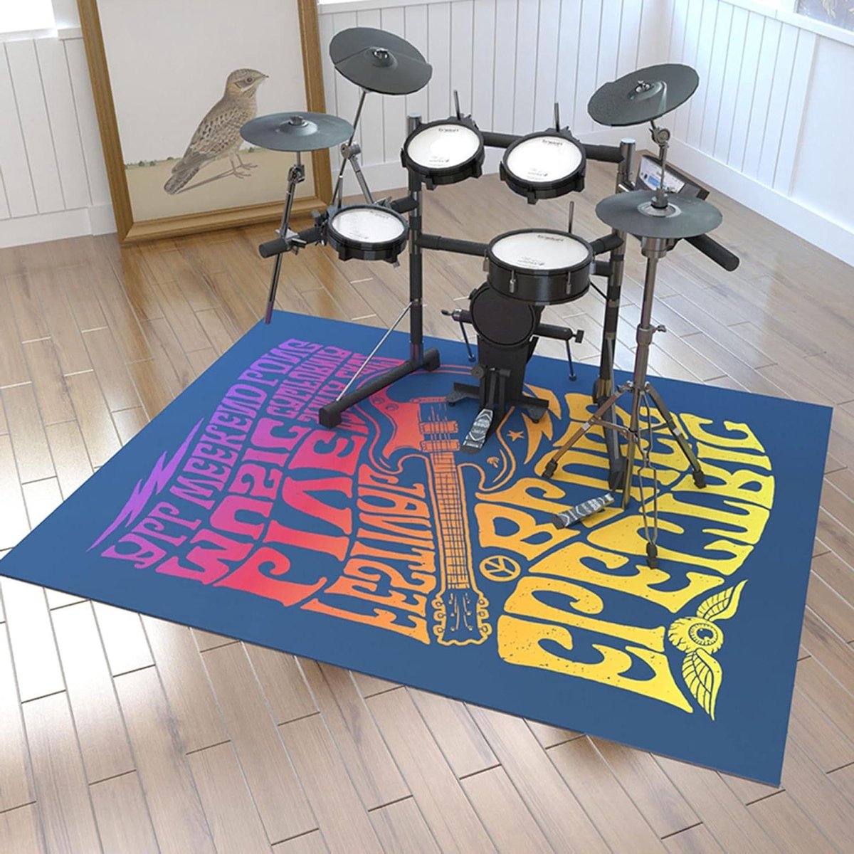Drum tapijt - Antislip mat - Geluidsisolatie - Schokabsorberend - 120x160cm - Zwart