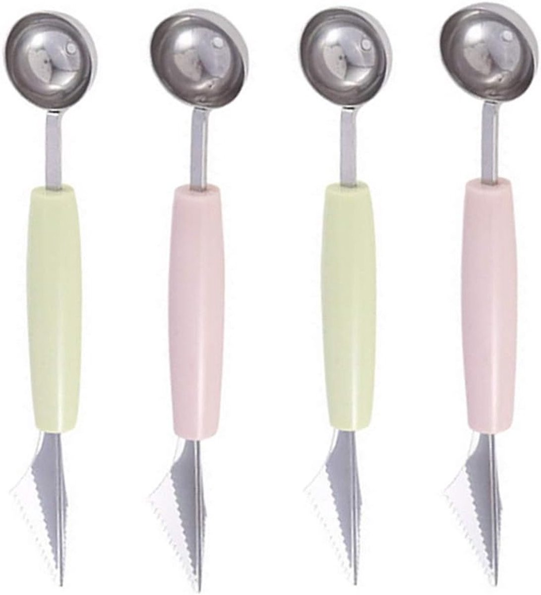 4-delige RVS Fruitlepel Set, Watermeloenlepel, Fruitballenlepel en IJslepel voor Keukenaccessoires