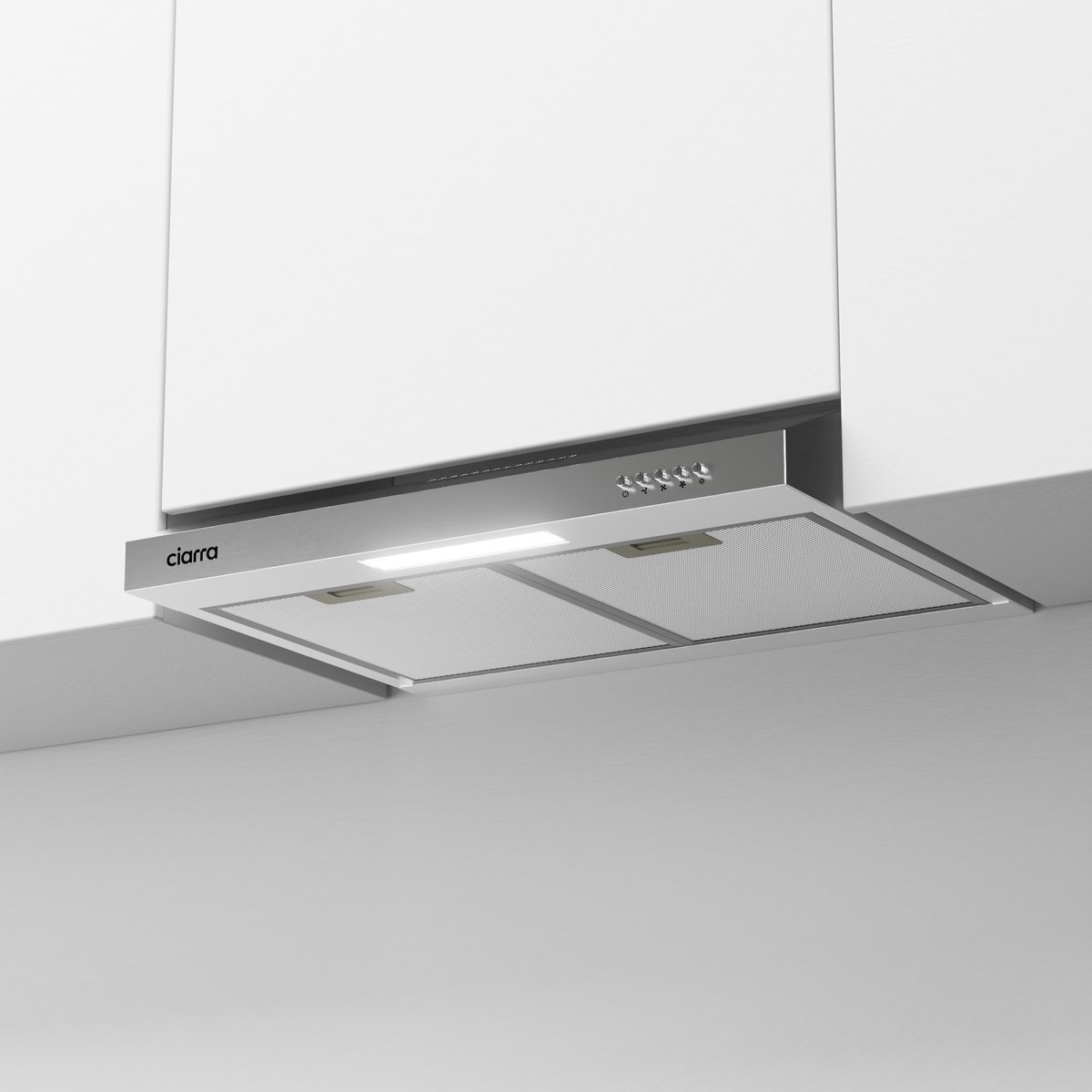 CIARRA VMS6903D - Onderbouwafzuigkap 60 cm Afzuigkap A+ 220 m³/u LED, Recirculatie & Afvoer RVS