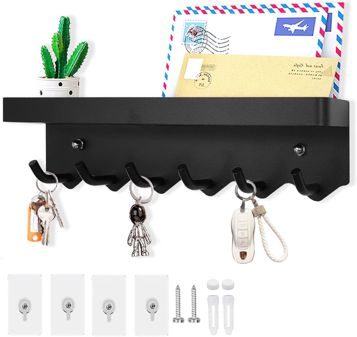 HEZIVO® Sleutelrekje - Sleutelbakje - Sleutelbord - Wandrek - Zwart