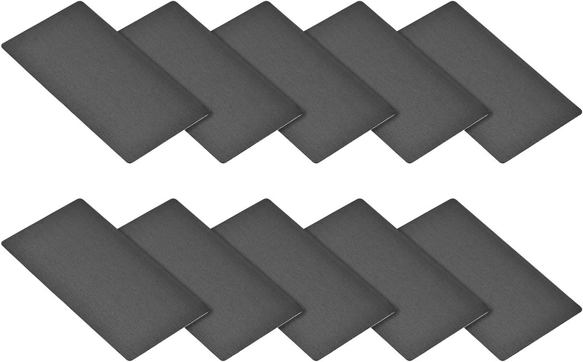 Blanke Metalen Kaarten 80mm x 40mm x 0.5mm - 10 Stuks Geanodiseerd Aluminium voor DIY Naambordjes, Graveren en Interieurdecoratie