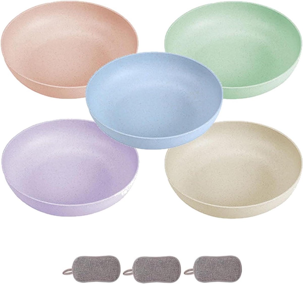 Diner Borden Set - Plastic Borden - Dagelijks Gebruik - Vaatwasserbestendig - 5 Stuks - Mix Kleuren