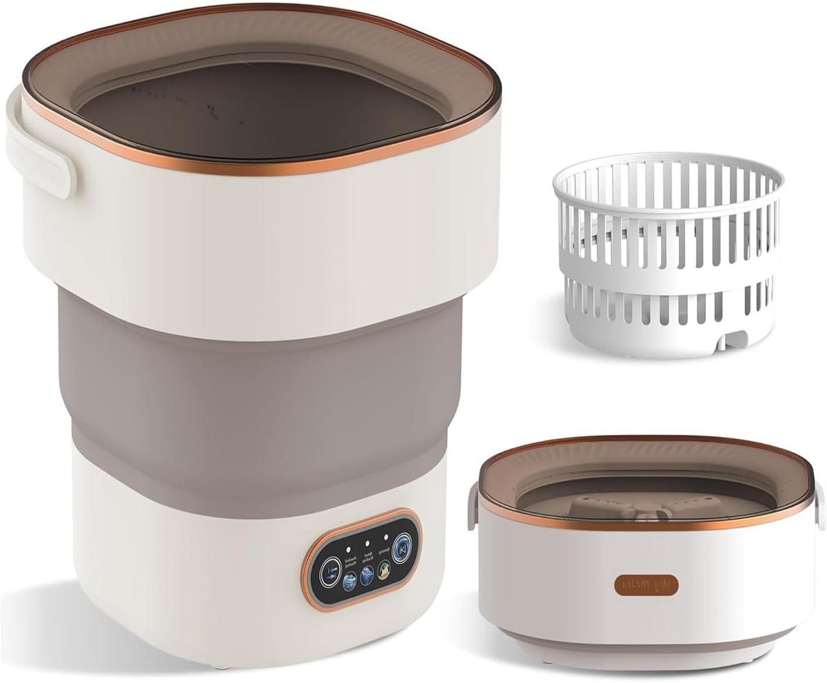 Mini wasmachine Opvouwbare reiniger Kleine kleding wassen Draaimand met spincapaciteit 13 liter capaciteit Wit