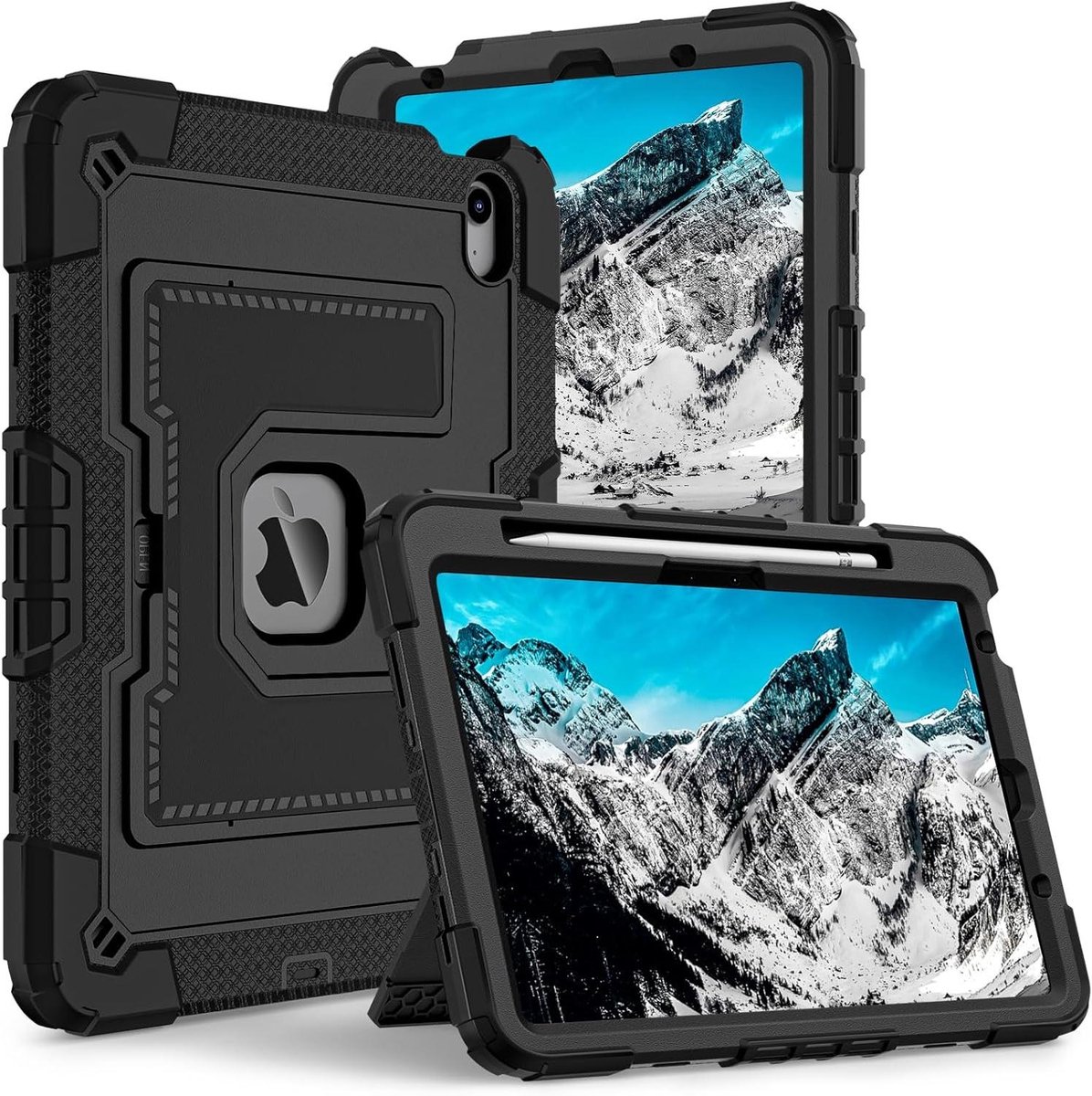 Tablethoes met standaard - Beschermhoes tablet - Veilig meenemen - Zware bescherming - 11 inch - Zwart