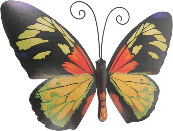 Metalen Wanddecoratie - Vlinder Decoratie - Tuin Aankleden - Duurzaam Ijzer - 35.5 cm - Gekleurd
