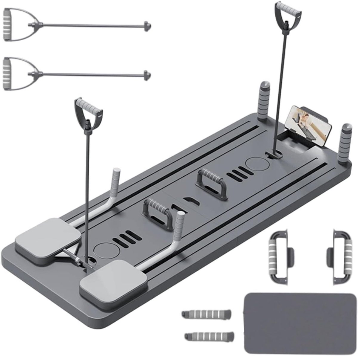 Pilates Reformer Board - Thuis Gym - Lichaam Trainen - Automatische Rebound - 4.8 kg - Zwart