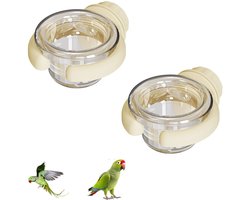 Voederbak voor vogels - 2 Stuks 8.6*7.3*4.4cm - Vogel - Voerbak- Drinkbak - Voederschaal - Verwijderbare kom - Knopontwerp - Voerbakje Geschikt Voor vogelkooi - Plastic vogelbak - Hangende vogelvoederbak - Vogelvoederaccessoires - Wit