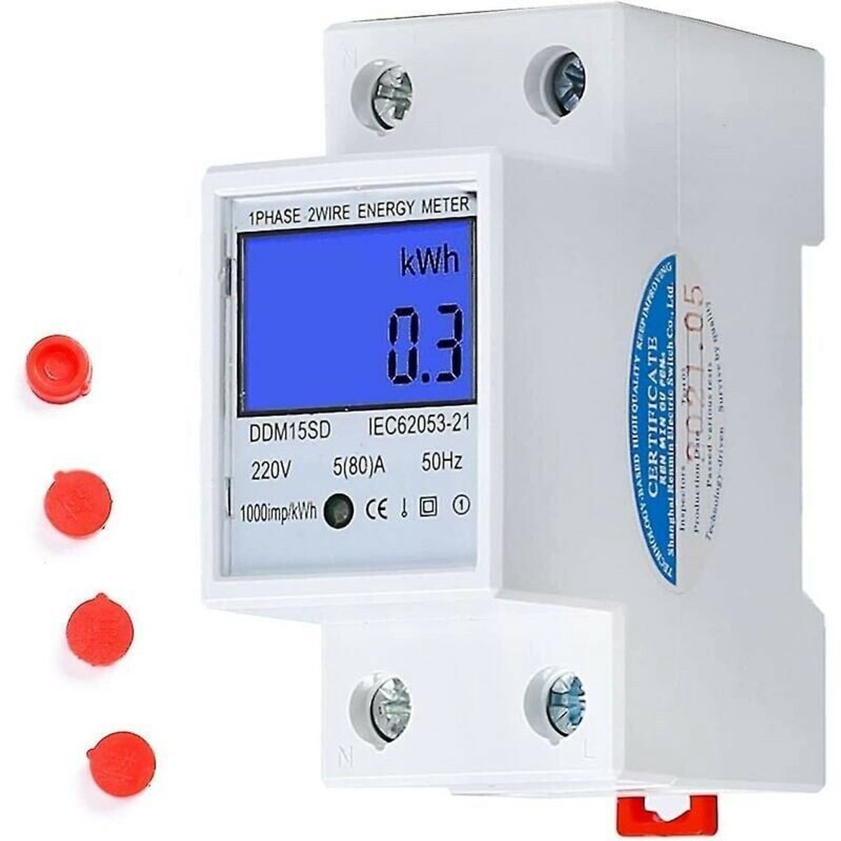 LCD digitale elektriciteitsmeter, driefasen elektriciteitsmeter, vierdraads driefasen wisselstroommeter, DIN-railmontage.
