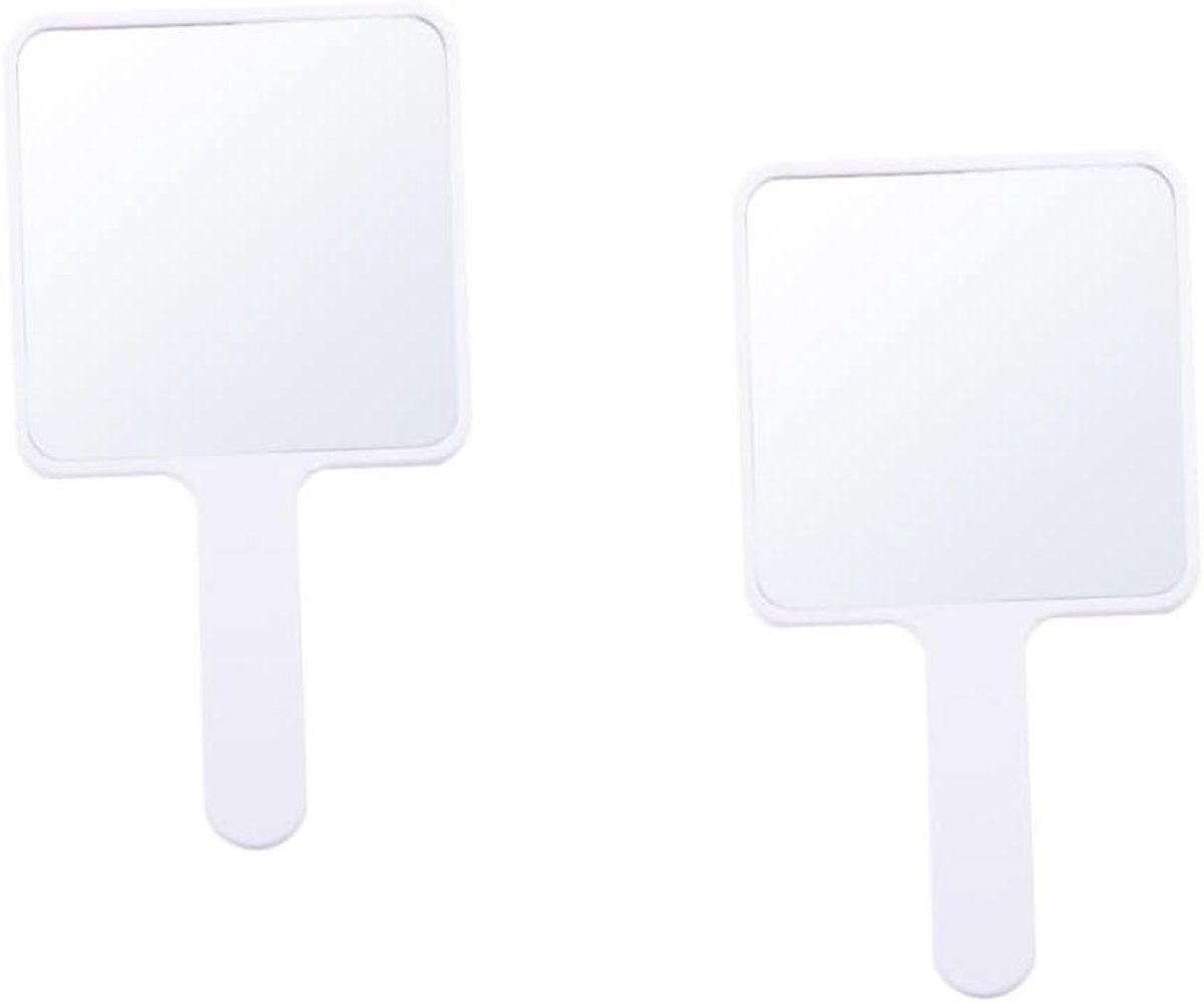 Make-up Spiegel - Handspiegel Kappers - Make-up Aanbrengen - Met Handvat - 2 Stuks - Wit