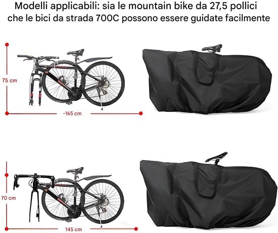 Fietstas Waterdicht - Fietsbagagehoes - Fietsen Op Reis - Scheurbestendig Oxford - 168 x 88 cm - Zwart — afbeelding 5