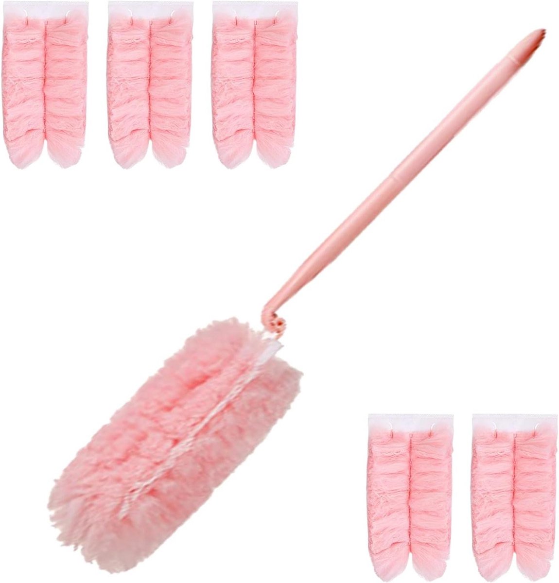Stofdoek Reiniger - Wasbare Doek - Huishoudelijk Gebruik - Verstelbare Kop - 36-110 cm - Roze