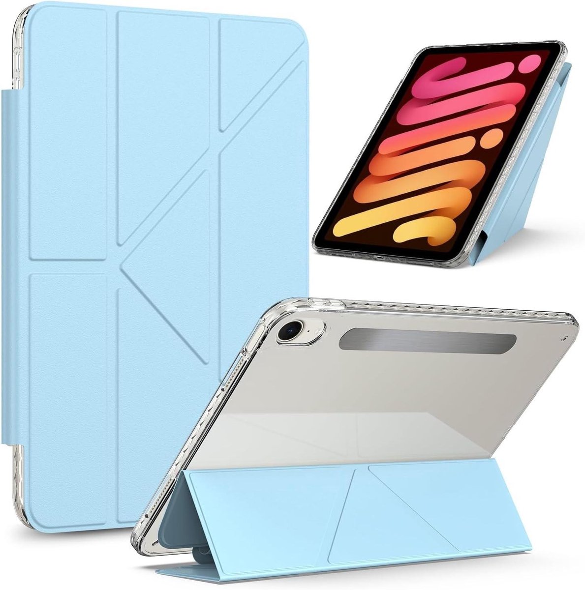 Tablethoes - Beschermhoes Fliphoes - Tabletbescherming Onderweg - Afneembare magnetische standaard - Niet gespecificeerd - Lichtblauw