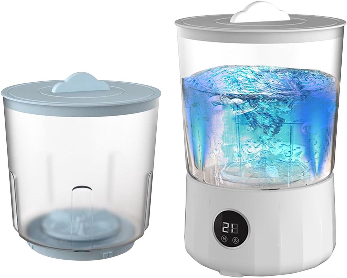 Draagbare Wasmachine Compacte Wasunit Reizen Kamperen Dubbele Kuip Machine 1.5L Capaciteit Wit Blauw