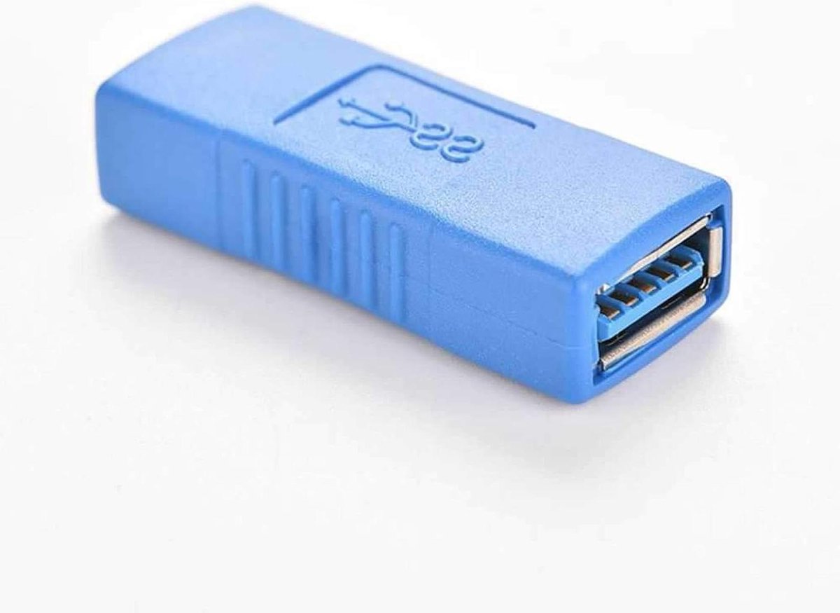 USB Adapter - Koppelstuk Connector - Kabels Verlengen - USB 3.0 Snelheid - 20 Gram - Blauw