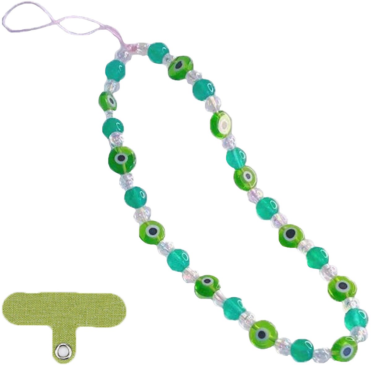 Dailygoods - Mobiele Telefoonkoord met Oogpatroon en Parelkoord