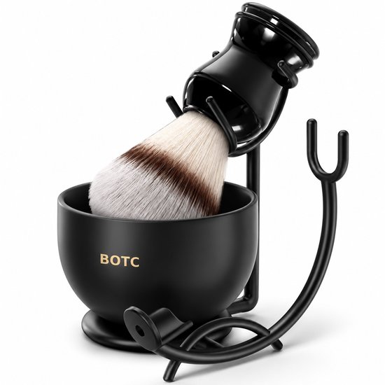 BOTC Scheerkwast set - Scheerkwast & Houder - Klassiek scheerkwast voor mannen en vrouwen - Scheerset - Zwart