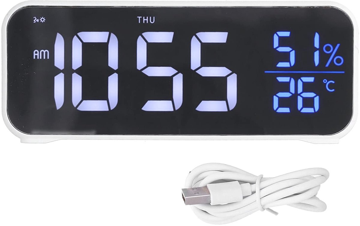 Dailygoods - Digitale Wekker met USB Poort en Helderheidsdimmer