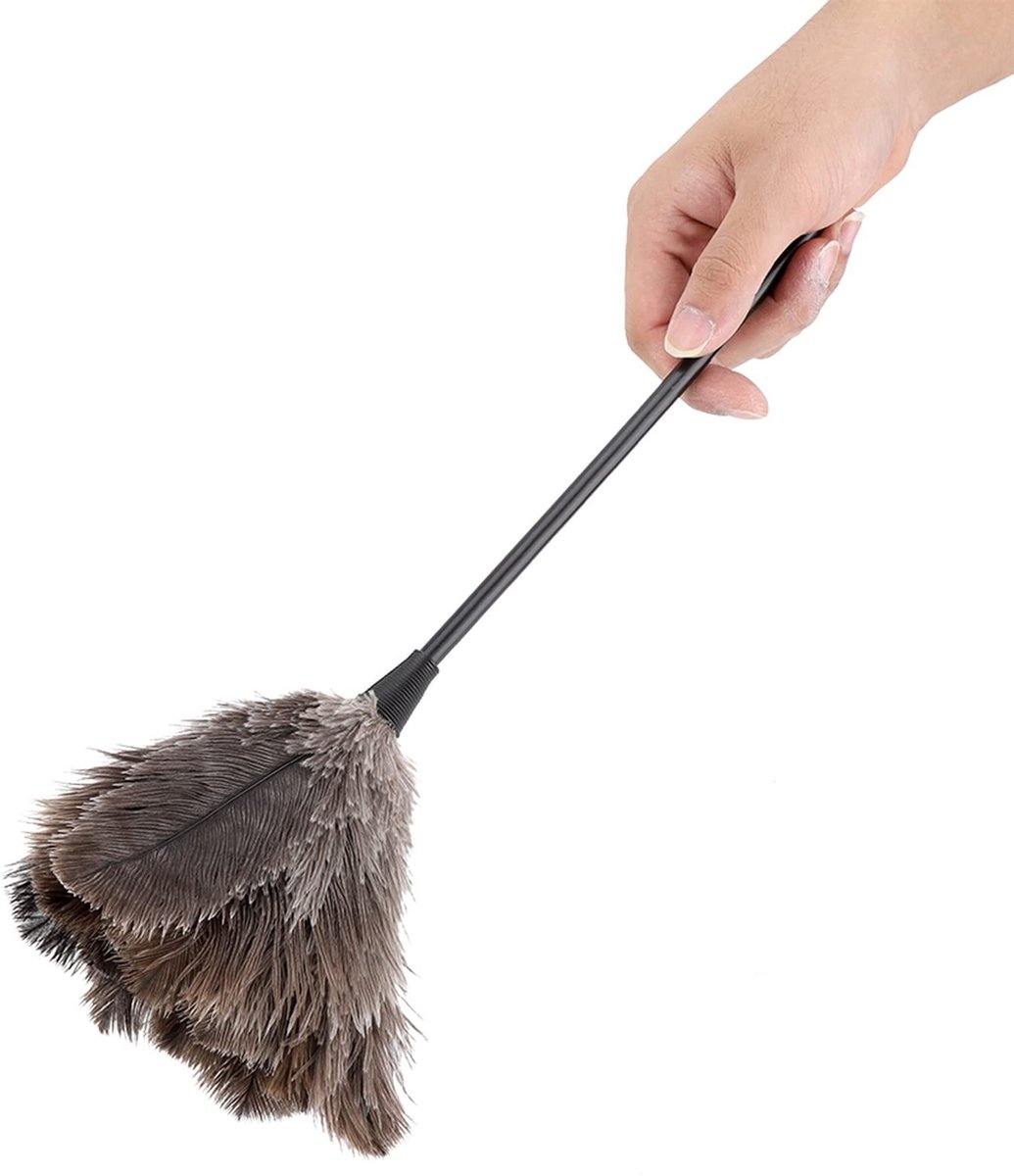 Dailygoods - Mini Struisvogelveren Duster, Handgemaakt en Wasbaar