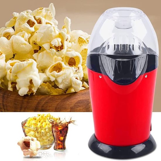 Hete lucht popcornmaker 900 watt - Gezonde snack zonder vet en olie - Rode popcornmachine voor thuis in de keuken — afbeelding 3
