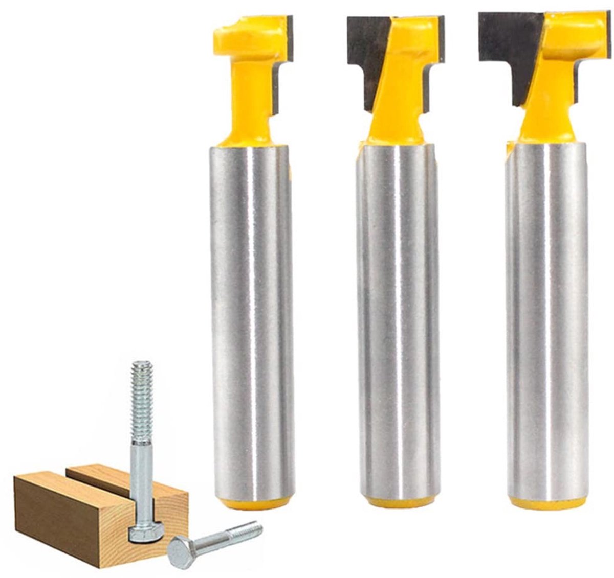 Dailygoods - Dailygoody - Freesschacht 3-delig - Houtbewerkingsgereedschap - Hoogwaardige snijprecisie - 8 mm T-groeffrees - Geschikt voor diverse materialen