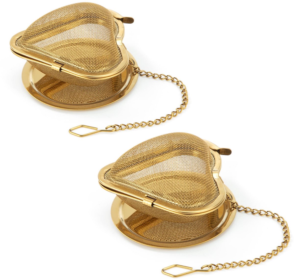 Dailygoods - Roestvrijstalen Theezeef met Lekbak en Ketting, 2 Stuks